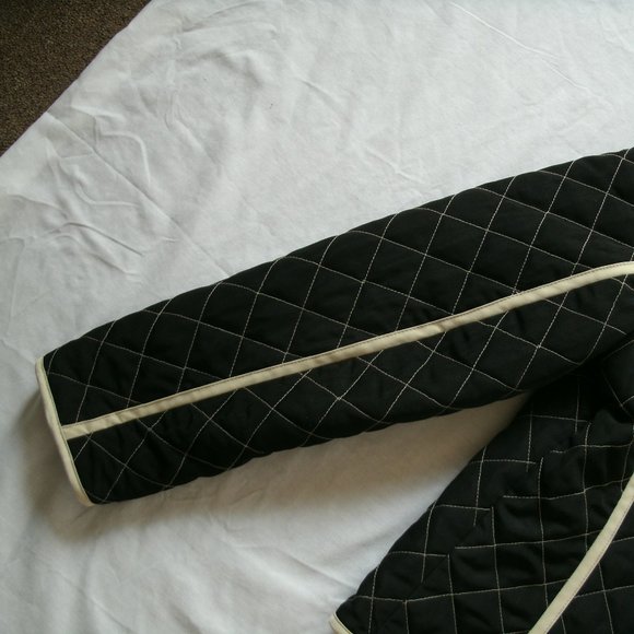 Utex Design Womens Jacket Quilted Black Tan Coat Zipper Polyester Nylon Medium - Picture 11 of 12